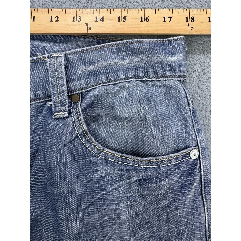 Levis 514 Jeans Men 36x32 Lt Blue Flap Pocket Triple Stitch Whiskered Denim Rare